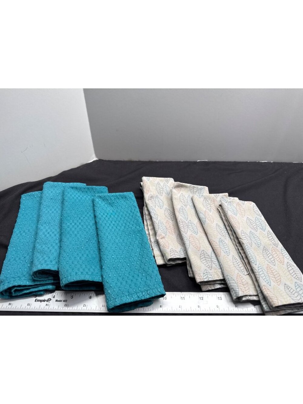 Norwex Recycled BacLock Microfiber Cloths Set Of 8  4 Teal & 4 Leaf Pattern Napk